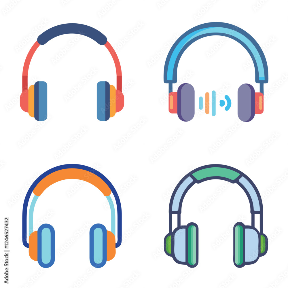 Headphones vector icon set Headphones vector icon set