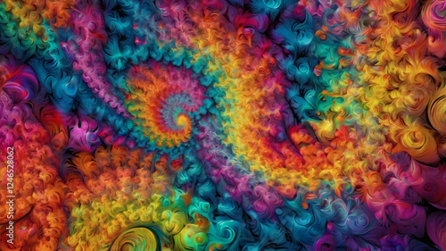 Wallpaper Mural Detailed Fractal Swirl with Gradient Colors Torontodigital.ca