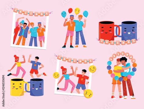 Colorful Friends Celebration Illustration