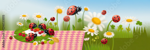 Ladybugs Picnic Spring Flowers Insects Nature Cute