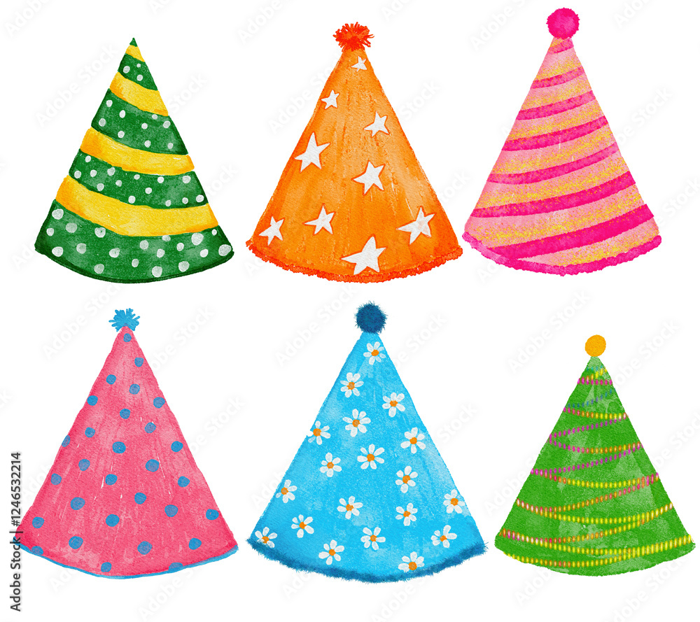 Party hats watercolor illustration Party hats watercolor illustration