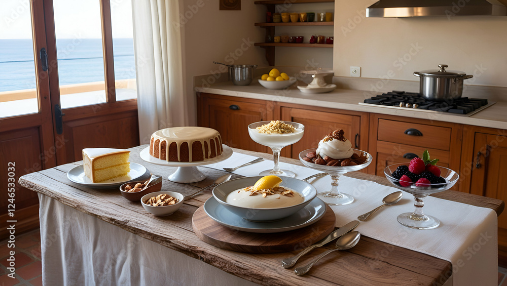 Fototapeta premium food on table, ice creams on table