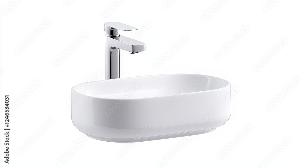 Modern oval sink with a sleek faucet, ideal for contemporary bathrooms. Modern oval sink with a sleek faucet, ideal for contemporary bathrooms.