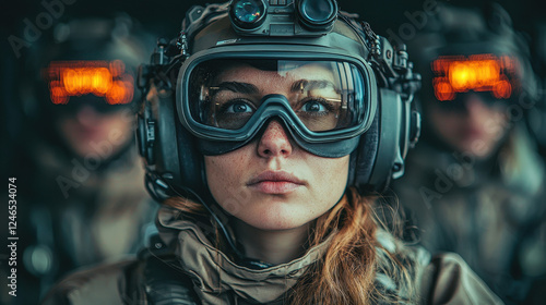 Pilots in training utilize augmented reality helmets to enhance virtual flight simulation skills in a detailed and immersive learning environment