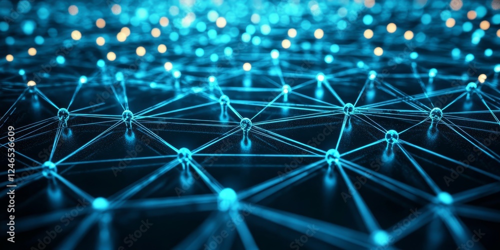 Fototapeta premium Network Structure. Abstract Background With Interconnected Nodes And Lines. Global Network Concept.