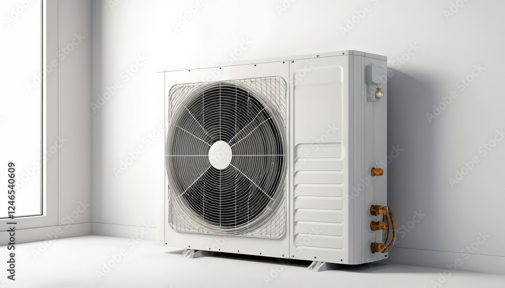 Fototapeta premium An efficient air heat pump on white background. 