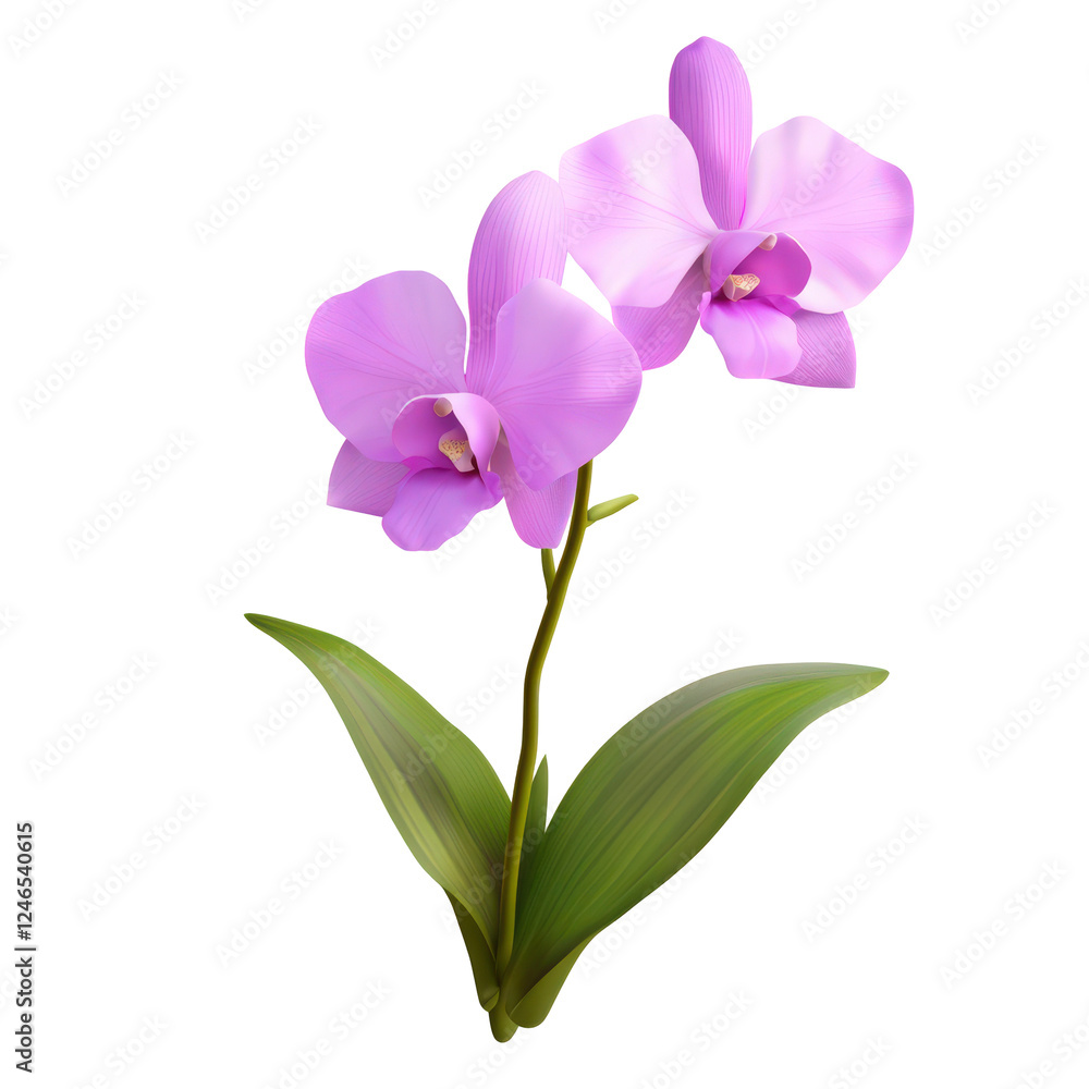 Isolated on a white background, a beautiful pink Phalaenopsis orchid blossom showcases its delicate floral beauty Isolated on a white background, a beautiful pink Phalaenopsis orchid blossom showcases its delicate floral beauty