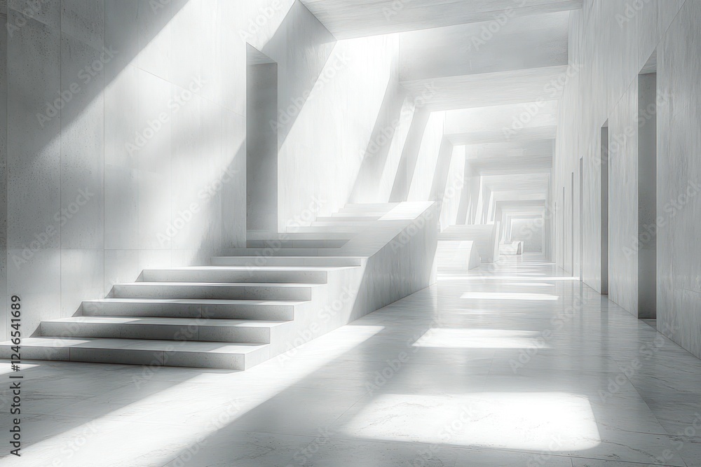 Obraz premium Luminous White Architecture: A Study in Light and Space