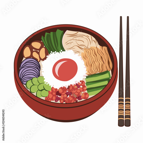 Korean Bibimbap Bowl with Fresh Ingredients
