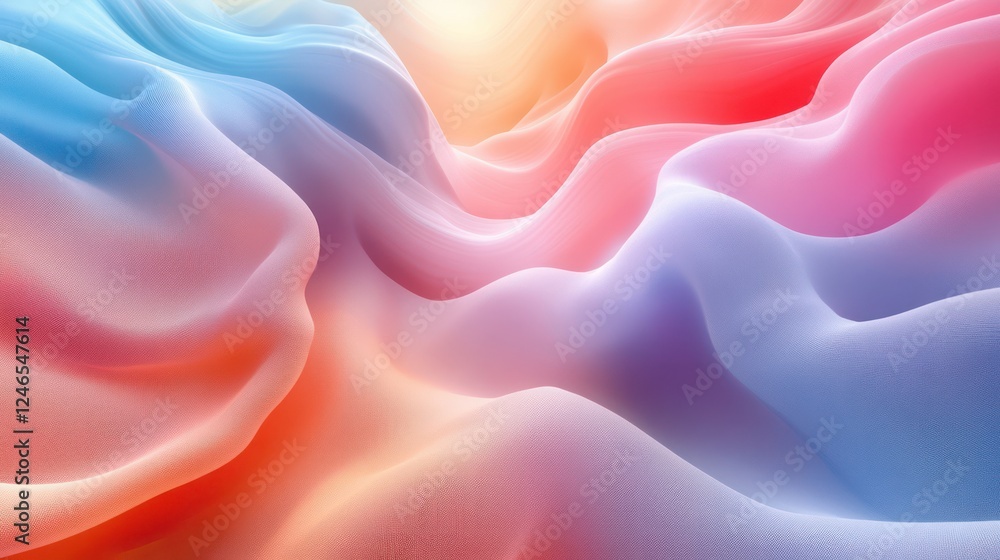 Fototapeta premium Abstract Pastel Waves: A Dreamlike Digital Art