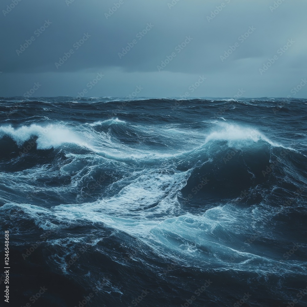 Fototapeta premium Coastal waters erupt in violent waves