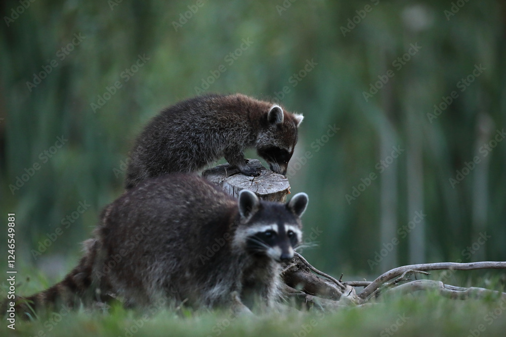 Szop pracz, szop amerykański, (Procyon lotor), raccoon Szop pracz, szop amerykański, (Procyon lotor), raccoon