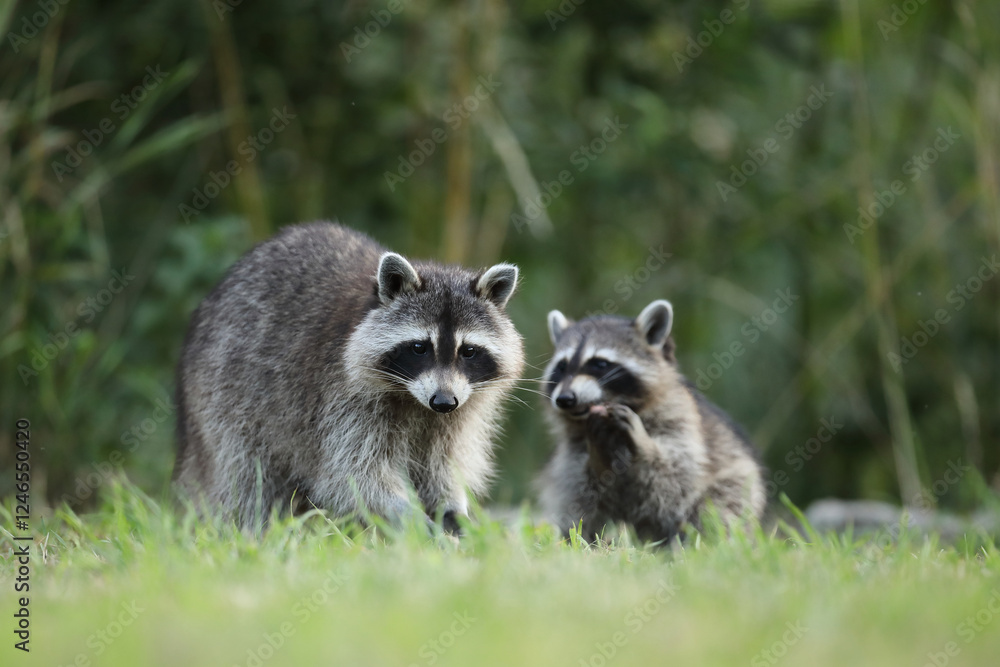 Naklejka premium Szop pracz, szop amerykański, (Procyon lotor), raccoon