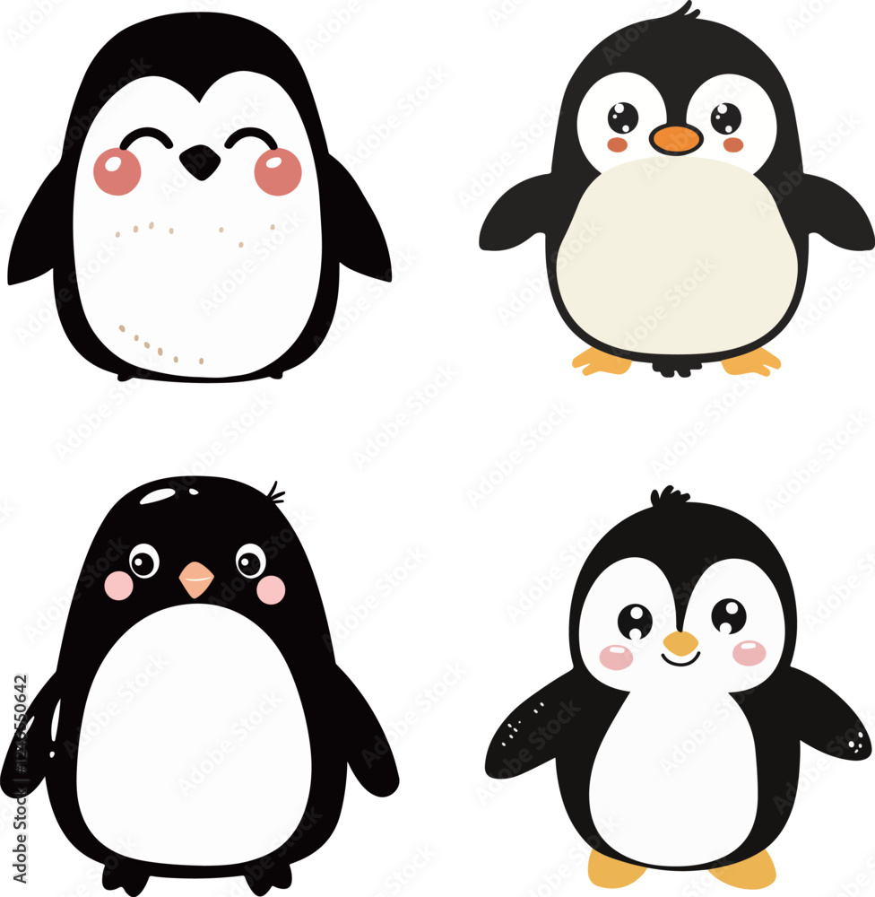 Fototapeta premium Cute Cartoon Penguins