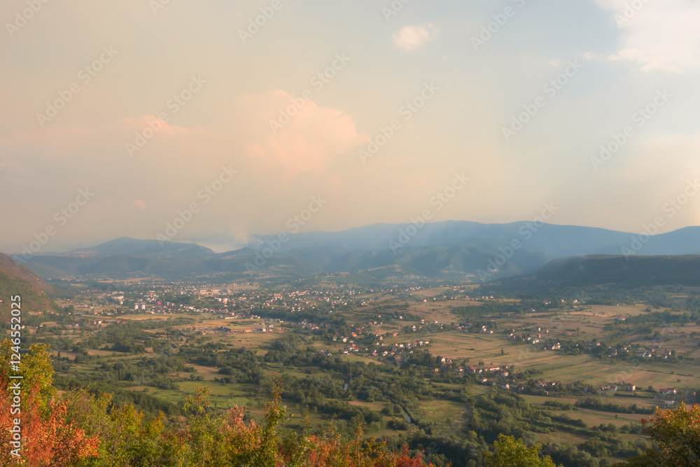 Fototapeta premium Picturesque mountains bathed in sunlight, Bosnia and Herzegovina