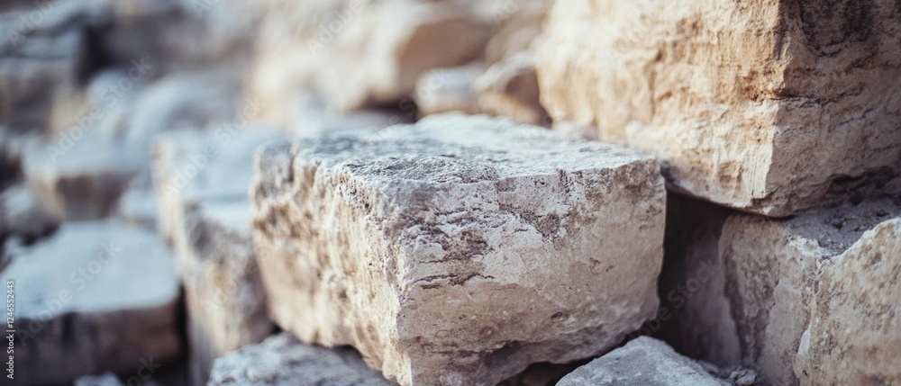 Close-up of weathered limestone rocks, their rough textures narrating ancient geological tales in shades of gray and earth tones. Close-up of weathered limestone rocks, their rough textures narrating ancient geological tales in shades of gray and earth tones.
