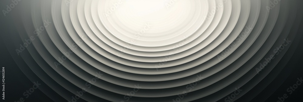 Obraz premium Abstract circular patterns creating a symmetrical ripple effect in monochrome art