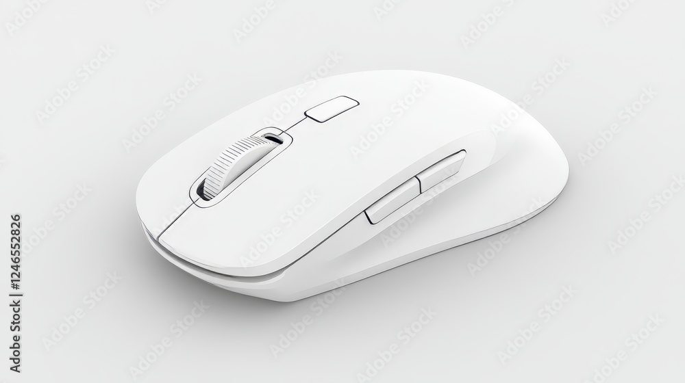 White Wireless Computer Mouse with Scroll Wheel and Buttons White Wireless Computer Mouse with Scroll Wheel and Buttons