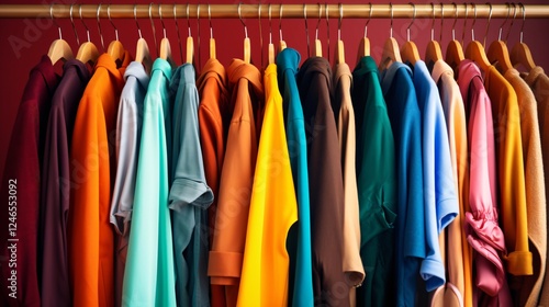 Wallpaper Mural Vibrant Collection of Bright Colored Clothes on Clothing Rack for Fashion Boutique Display Torontodigital.ca