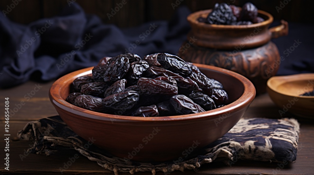 Premium Dried Plums and Prunes in a Bowl for Healthy Snacks and Culinary Ingredients Premium Dried Plums and Prunes in a Bowl for Healthy Snacks and Culinary Ingredients
