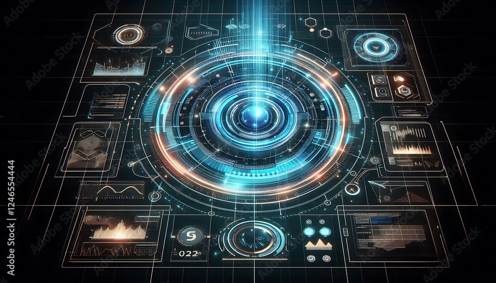 Fototapeta premium High-Tech Command Center: Revolutionizing Information Display