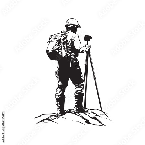 silhouette of a surveyor