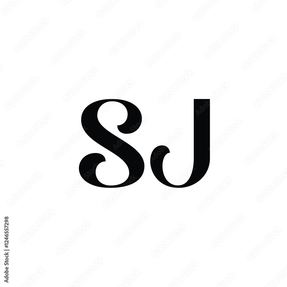 Fototapeta premium SJ monogram logo design letter text name symbol monochrome logotype alphabet character simple logo