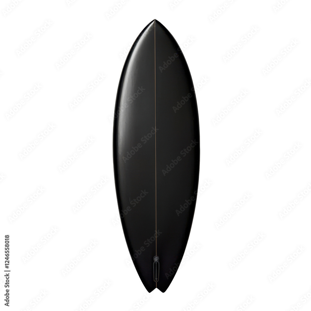 Smooth Black Surfboard on a White Background for Surfing Enthusiasts Smooth Black Surfboard on a White Background for Surfing Enthusiasts