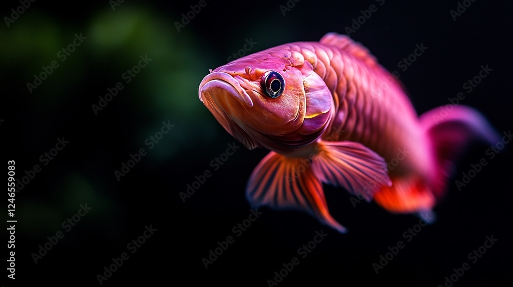 Stunning Pink Arowana Fish in Dark Background Stunning Pink Arowana Fish in Dark Background