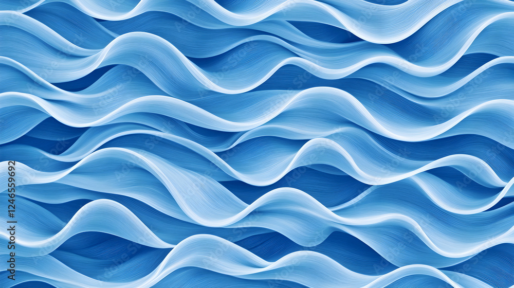Fototapeta premium Abstract blue wavy lines background. Possible use Digital art print, wallpaper design