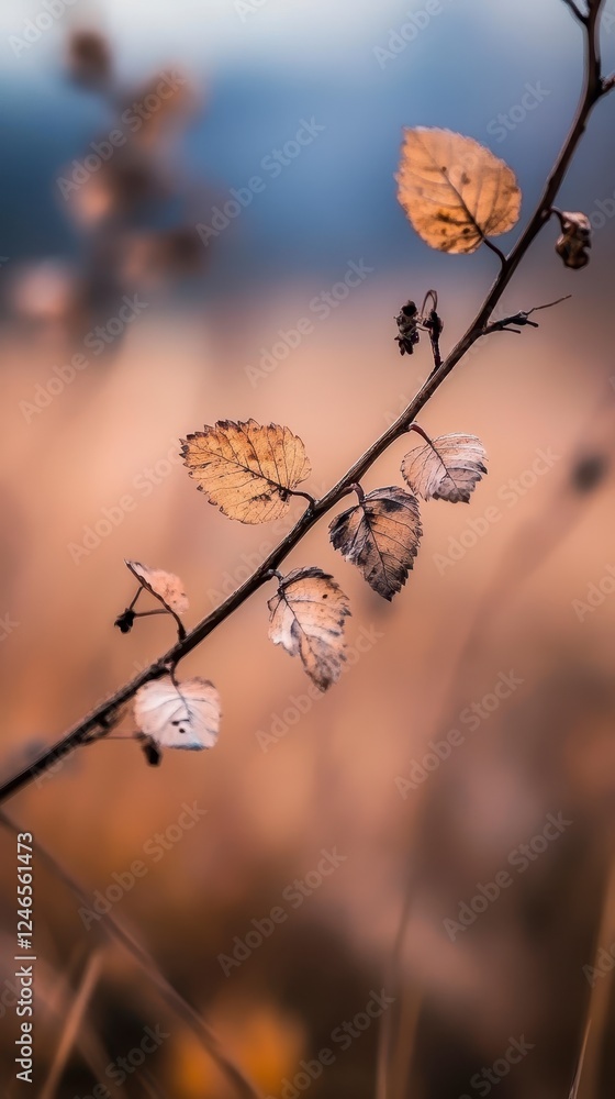 Autumn Leaves on Branch Closeup Autumn Leaves on Branch Closeup