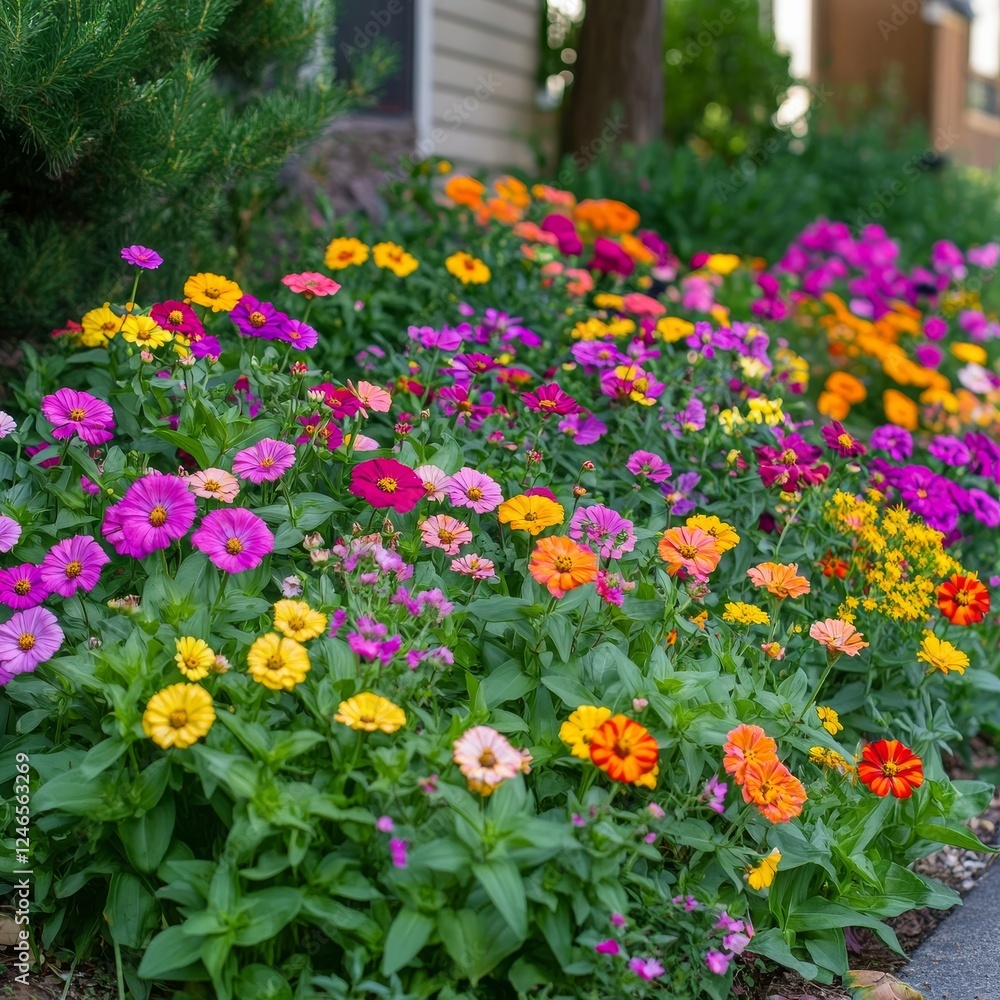 Obraz premium Petunias adorn vibrant flowerbed