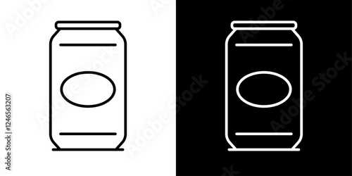 缶に入った飲み物のアイコンイラスト／パス編集可能／白黒