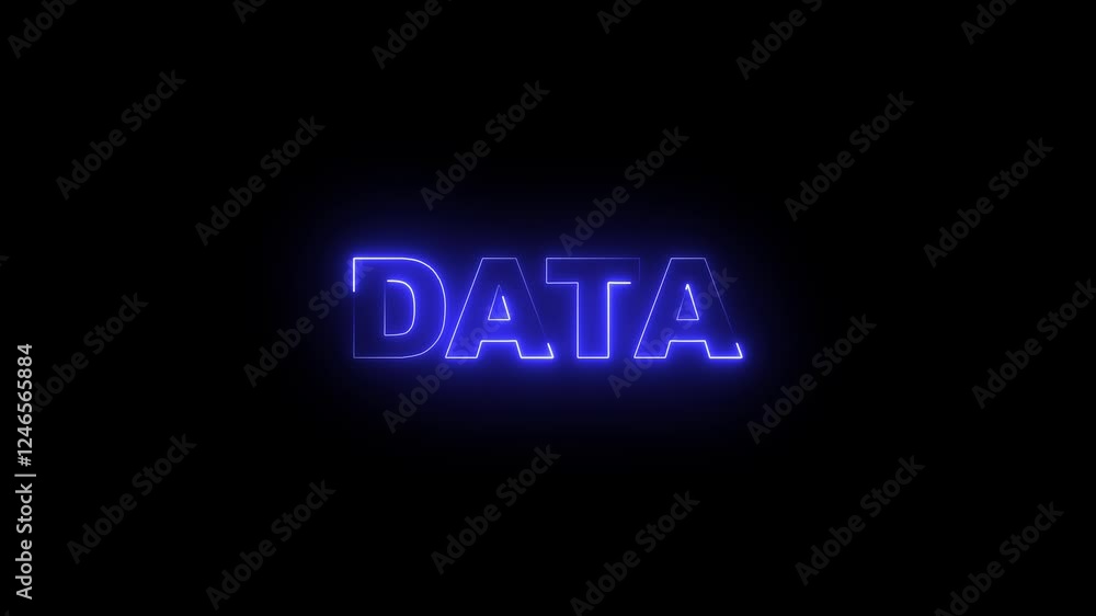 Neon text data animation on black background. Neon text data animation on black background.