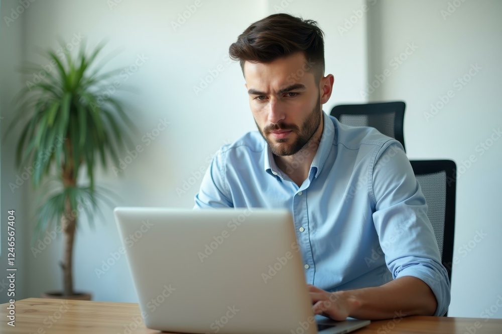 Man is sitting at table with laptop computer Man is sitting at table with laptop computer