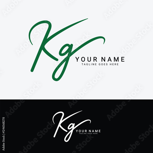 K, G, KG Initial letter logo. Alphabet KG Handwritten Signature logo