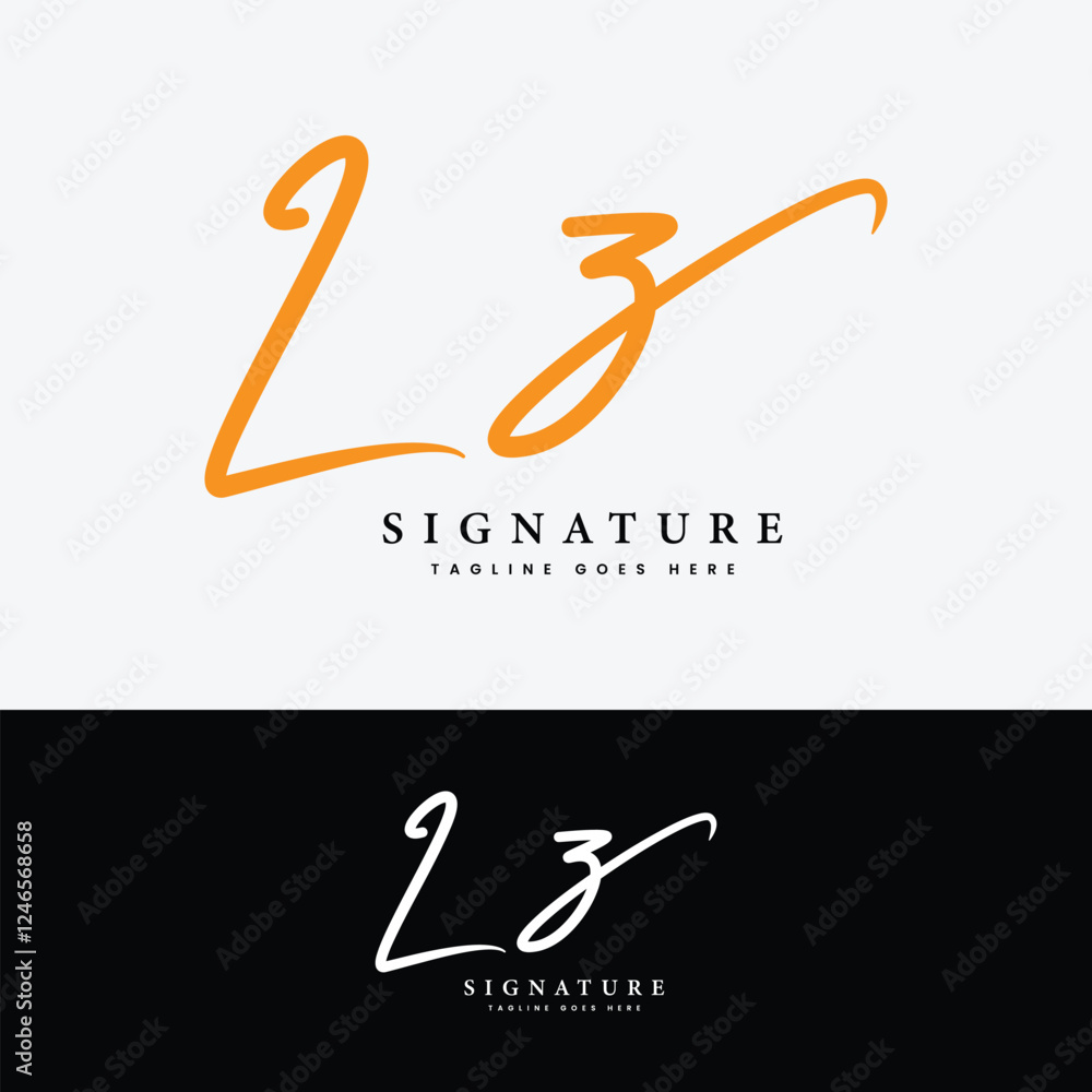 Obraz premium L, Z, LZ Initial letter logo. Alphabet LZ Handwritten Signature logo