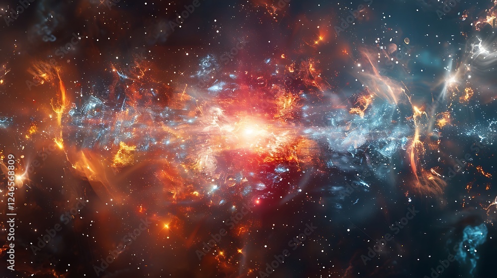 Obraz premium Abstract space background with nebula, stars and galaxies. Fantasy fractal design.