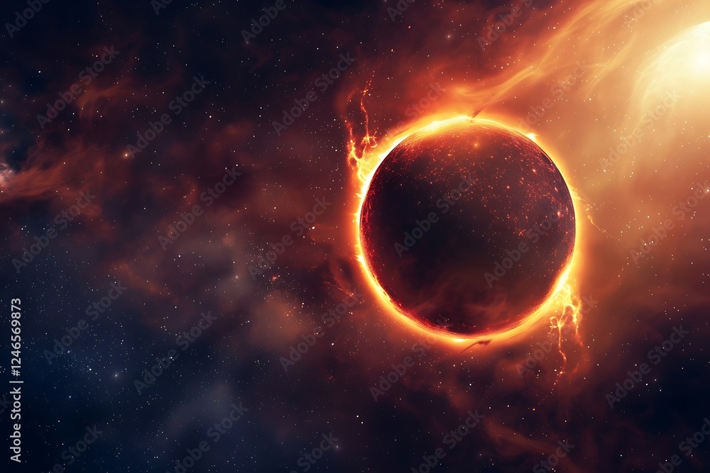 Naklejka premium Abstract scientific background full sun eclipse