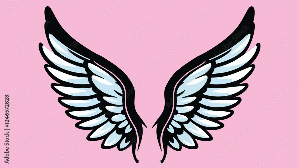 Fototapeta premium angel wings in flat illustration