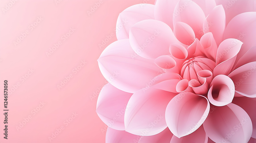 Close-up of a delicate pink dahlia flower on a soft pink background. Possible use in a greeting card or for a floral design Close-up of a delicate pink dahlia flower on a soft pink background. Possible use in a greeting card or for a floral design