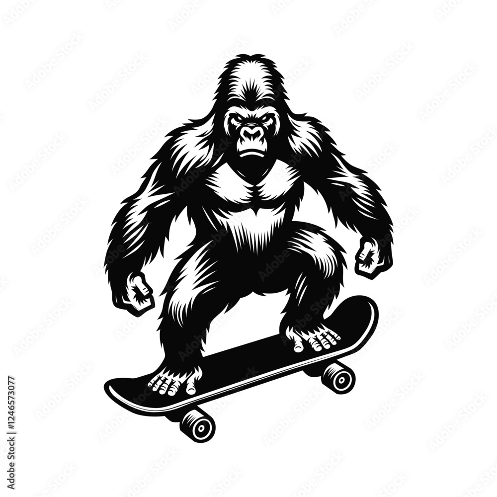 Fototapeta premium Skateboarding gorilla vector