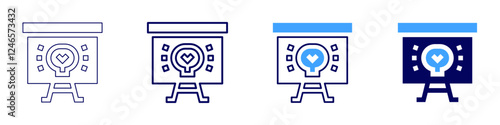 Conference keynote icon in 4 different styles. Thin Line, Line, Bold Line, Duotone. Duotone style. Editable stroke