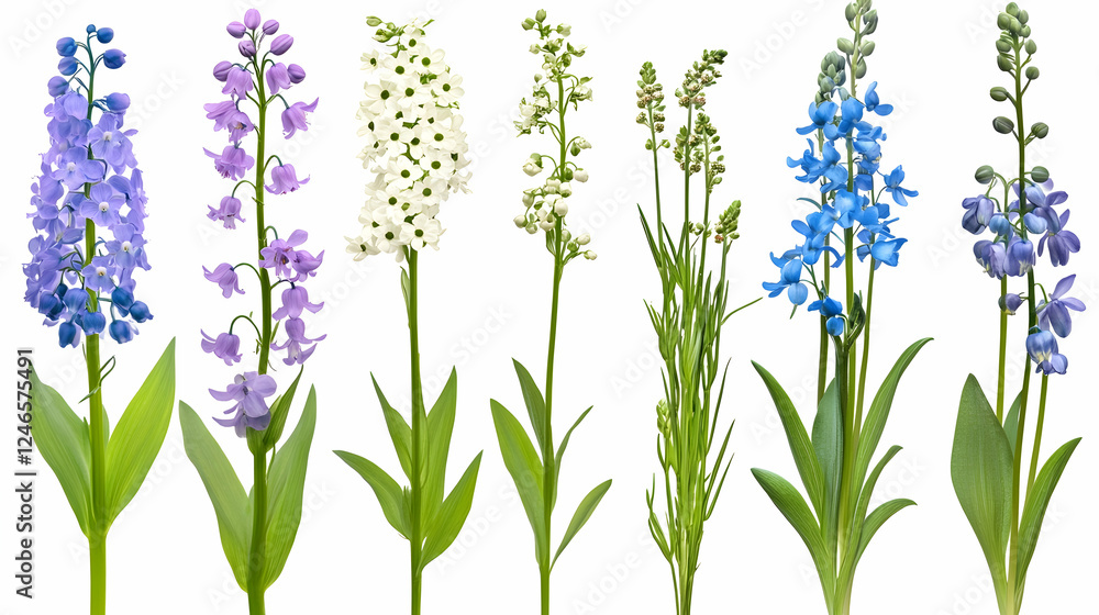 Naklejka premium Colorful spring flowers isolated on white background. Possible use nature, education