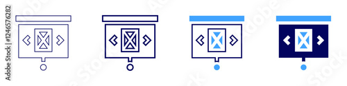 Leveraging data for persuasion icon in 4 different styles. Thin Line, Line, Bold Line, Duotone. Duotone style. Editable stroke