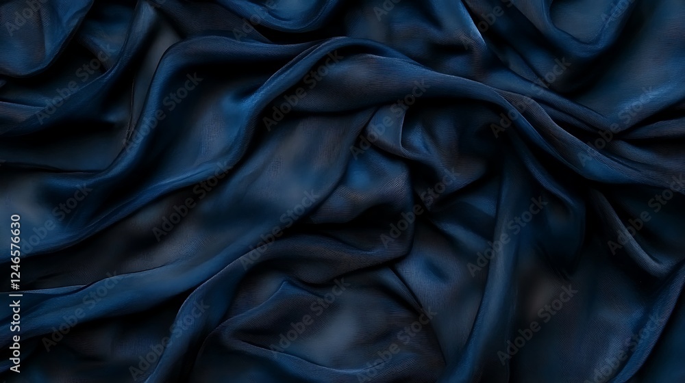 Dark blue silk fabric texture Dark blue silk fabric texture