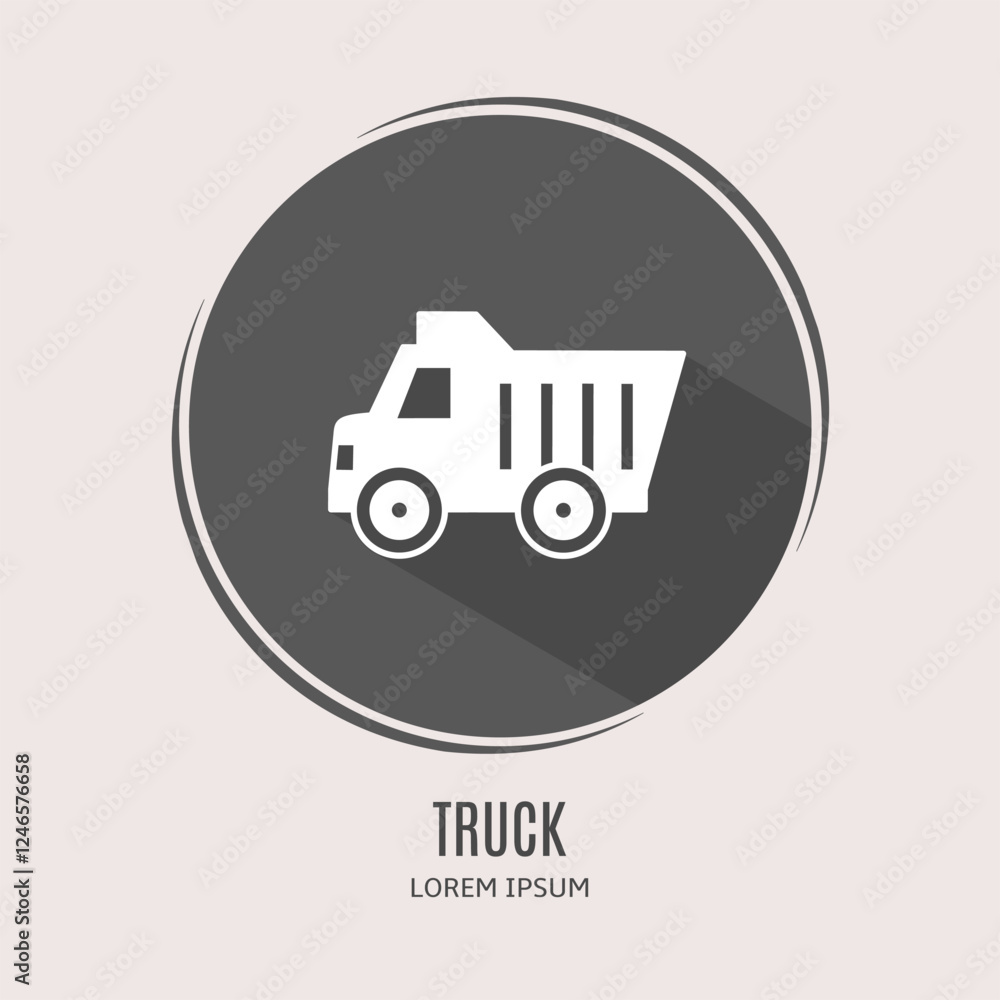 Symbol truck logo. Illustration of truck in flat. Stock vector. Symbol truck logo. Illustration of truck in flat. Stock vector.