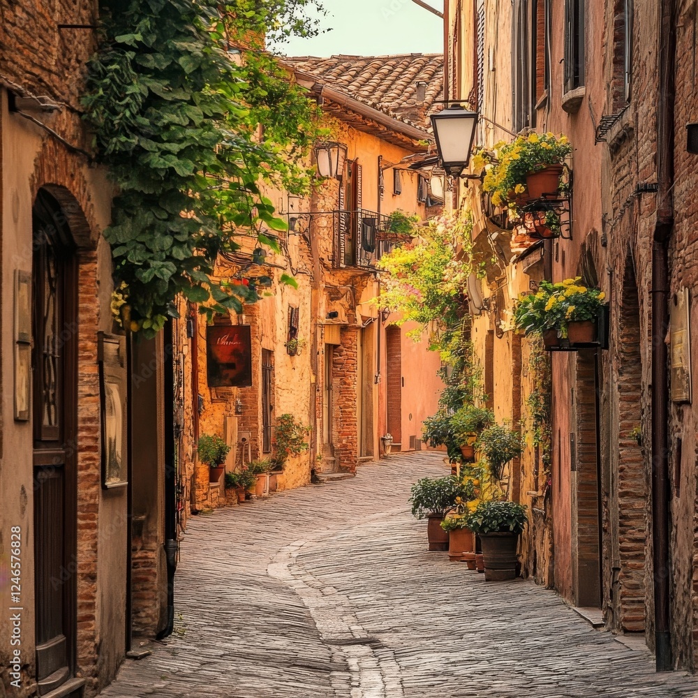 Fototapeta premium Old Street in Medieval Italian Town