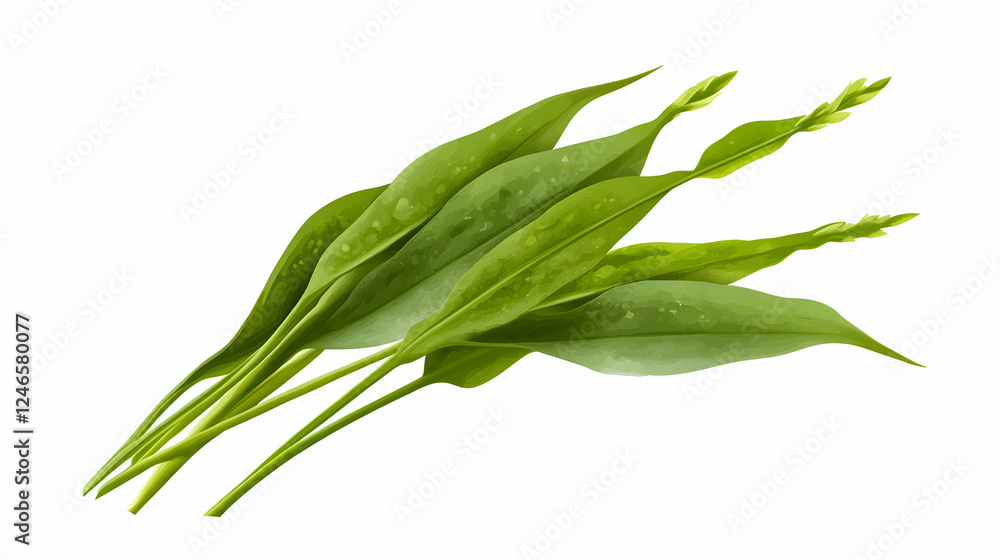 Fresh green leaves, close-up, isolated, vibrant. Possible use Food illustration Fresh green leaves, close-up, isolated, vibrant. Possible use Food illustration