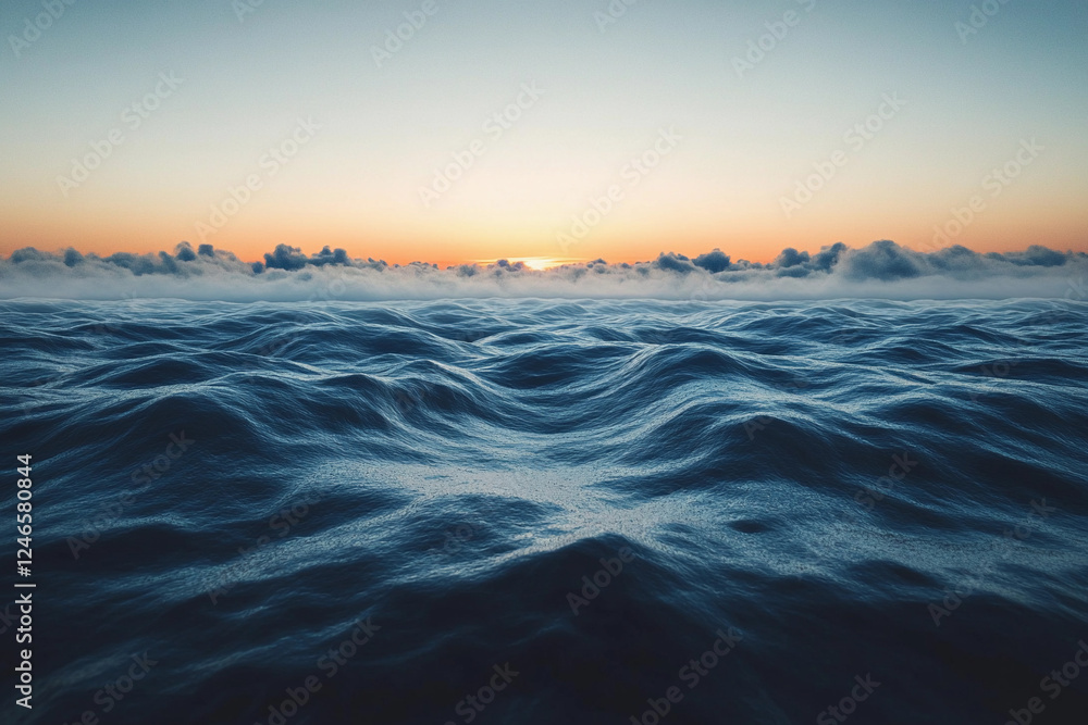Sunset over calm ocean waters creates a serene atmosphere with vibrant colors on the horizon Sunset over calm ocean waters creates a serene atmosphere with vibrant colors on the horizon